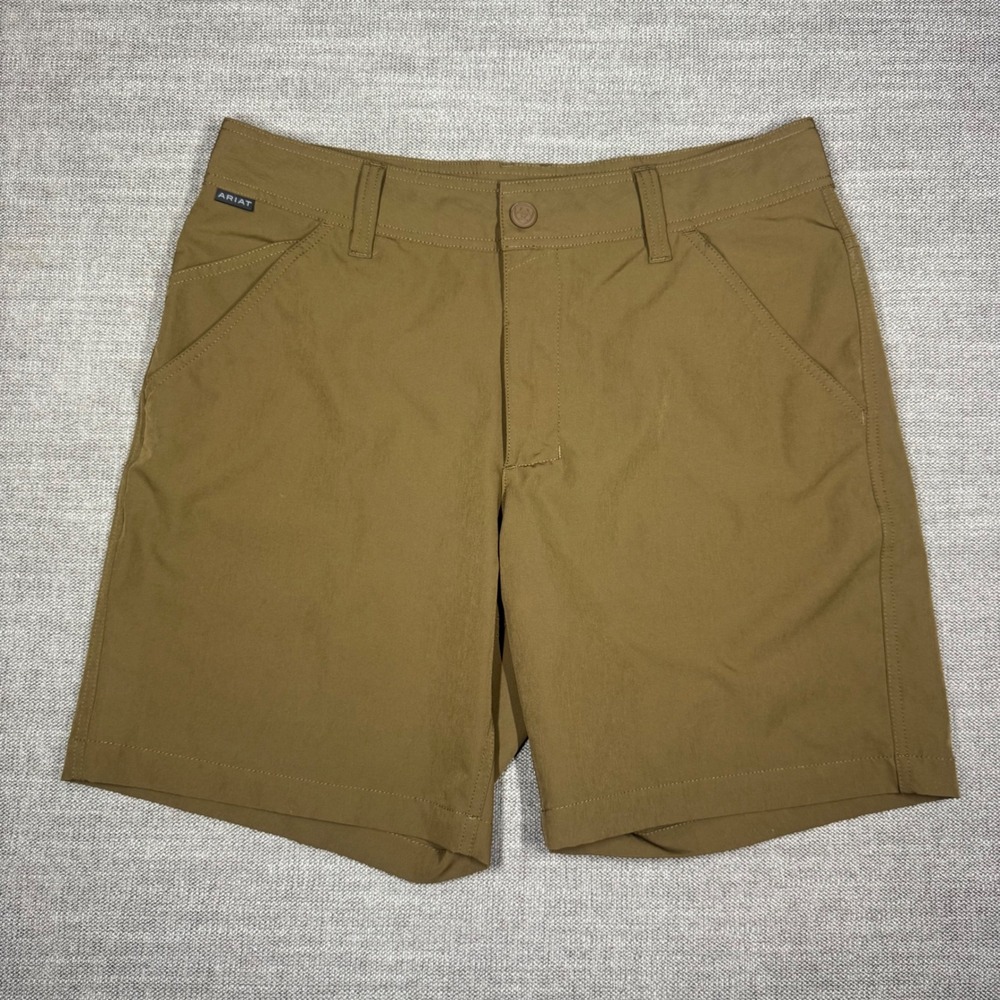 Ariat Mens AriatTEK 8" Performance Shorts Teak Brown Size 32 Stretchy Active